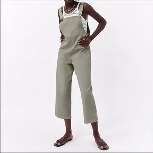 Zara Overall Denim Jumpsuit - L - Light sage green